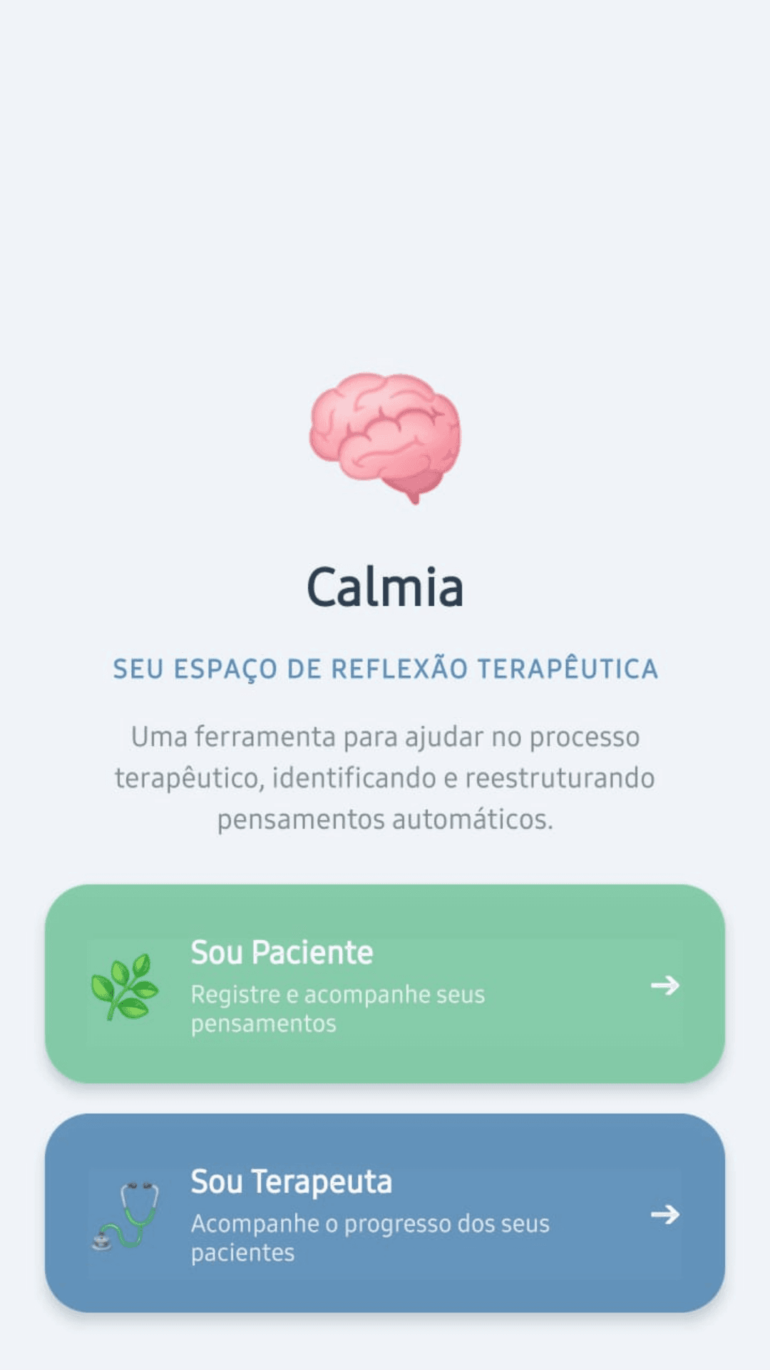Calmia home screen